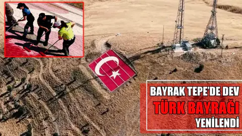 Muş Bayrak Tepe'deki Dev Türk Bayrağı Yenilendi